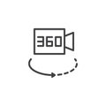 360 degrees video camera outline icon