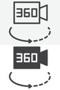 360 degrees video camera vector icon set in line and solid different style Royalty Free Stock Photo