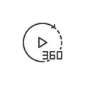 360 degrees video outline icon