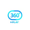 360 degrees video play icon, vector logo