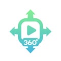 360 degrees video vector icon on white