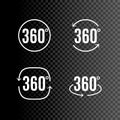 360 degrees view sign icon design isolated. Vector symbol of rotation virtual 3d