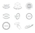 360 degrees view sign icon