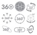 360 degrees view sign icon on the white background