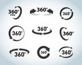 360 Degrees View Vector Icons set. Virtual reality icons. Isolated illustrations.