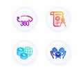 360 degrees, World money and Divider document icons set. Safe time sign. Vector