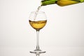 Degustation, examination of white wine in elegant glass. Royalty Free Stock Photo