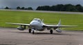 DeHavilland Vampire twin and single seat early jet fighter aircraft. Royalty Free Stock Photo