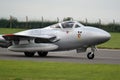 DeHavilland Vampire twin and single seat early jet fighter aircraft. Royalty Free Stock Photo