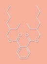 DEHP Bis2-ethylhexyl phthalate, diethylhexyl phthalate, dioctyl phthalate, DOP plasticizer molecule. Skeletal formula.