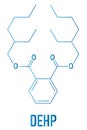 DEHP, diethylhexyl phthalate, dioctyl phthalate, DOP plasticizer molecule. Skeletal formula.