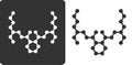 DEHP phthalate plasticizer molecule, flat icon style. Carbon and oxygen atoms shown as circles, hydrogen atoms omitted.