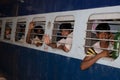Migrant people going in train