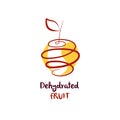 Dehydrate fruit logo. Abstract spiral inside silhouette apple. C