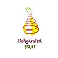 Dehydrate fruit logo. Abstract spiral inside silhouette pear. Co