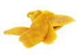 Dehydrated mango, dried tropical fruit isolated on white background Royalty Free Stock Photo