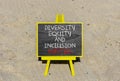 DEI Diversity equity inclusion matter symbol. Concept words DEI diversity equity and inclusion matter on chalkboard. Beautiful