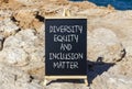 DEI Diversity equity inclusion matter symbol. Concept words DEI diversity equity and inclusion matter on chalkboard. Beautiful