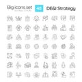 DEI strategy in workplace linear icons set