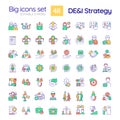 DEI strategy in workplace RGB color icons set Royalty Free Stock Photo