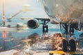 Deicing of the airplane Royalty Free Stock Photo