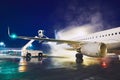 Deicing of the airplane Royalty Free Stock Photo