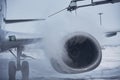 Deicing of airplane before flight