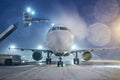 Deicing of airplane before flight