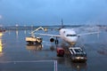 Deicing of the Lufthansa plane