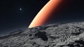 Deimos with the red planet Mars in the background Royalty Free Stock Photo