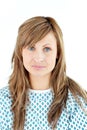 Dejected female patient looking at the camera Royalty Free Stock Photo