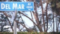 Del Mar street road sign, California city USA. Tourist coastal resort, San Diego Royalty Free Stock Photo