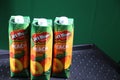 Del Monte brand- a group of Peach juice nectar.