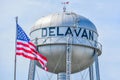 Delavan Water Tower with American Flag