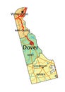 Delaware - detailed editable political map with labeling. Royalty Free Stock Photo