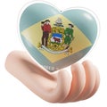 Delaware flag with heart hand care