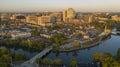 The Delaware River Flows Smoothly By Wilmington at Dawn Royalty Free Stock Photo