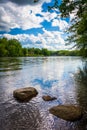 The Delaware River, north of Easton, Pennsylvania. Royalty Free Stock Photo