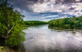 The Delaware River seen from a bridge in Belvidere, New Jersey. Royalty Free Stock Photo