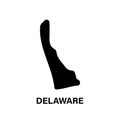 Delaware state map silhouette icon.