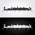 Delaware state skyline and landmarks silhouette