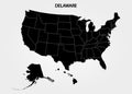 Delaware - US State. States of America territory on gray background. Separate state. Vector illustration