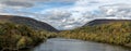 delaware water gap view from viaduct (autumn with fall colors, trees changing) beautiful landscape Royalty Free Stock Photo