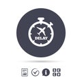 Delayed flight sign icon. Airport delay symbol. Royalty Free Stock Photo