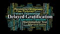 Delayed Gratification Word Cloud. Key Terms For Self Control And Future Success Royalty Free Stock Photo