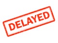 Delayed red rubber stamp on white background. delayed stamp sign