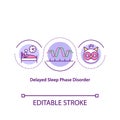 Delayed sleep phase disorder concept icon