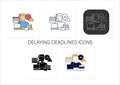 Delaying deadlines icons set Royalty Free Stock Photo