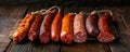 Assorted Hot Dogs on Wooden Plate - Delicious and Homemade Sausages