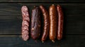 Assorted Hot Dogs on Wooden Plate - Delicious and Homemade Sausages